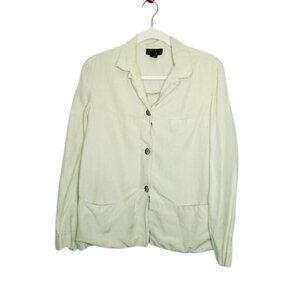 Sigrid Olsen Beige Button-Front Womens Blazer Jacket Size 8 Silk & Acetate Blend